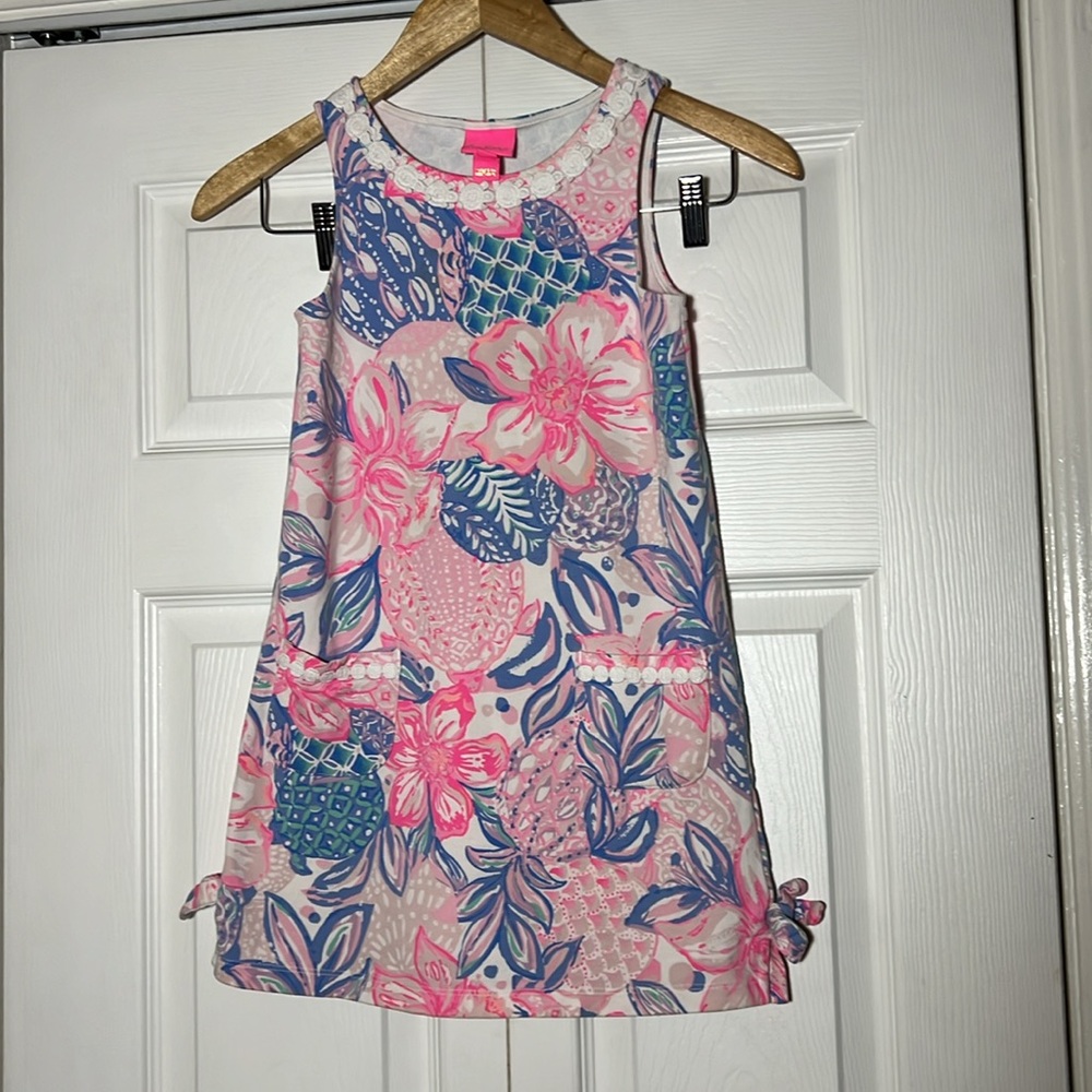 Lilly Pulitzer Pink & Blue Floral Pineapple Shift Dress - Girls - Picture 2 of 8